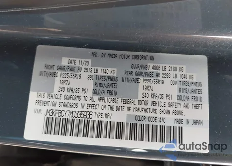 2021 Mazda Cx-5 Carbon Edition Turbo z USA, uszkodzony, nr VIN JM3KFBCY7M0335936